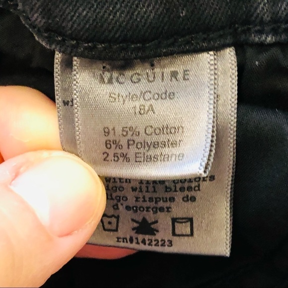 MCGUIRE Vintage Slim High Rise Destroyed Blown Out Knee Jeans Black 27 goth - Picture 12 of 15